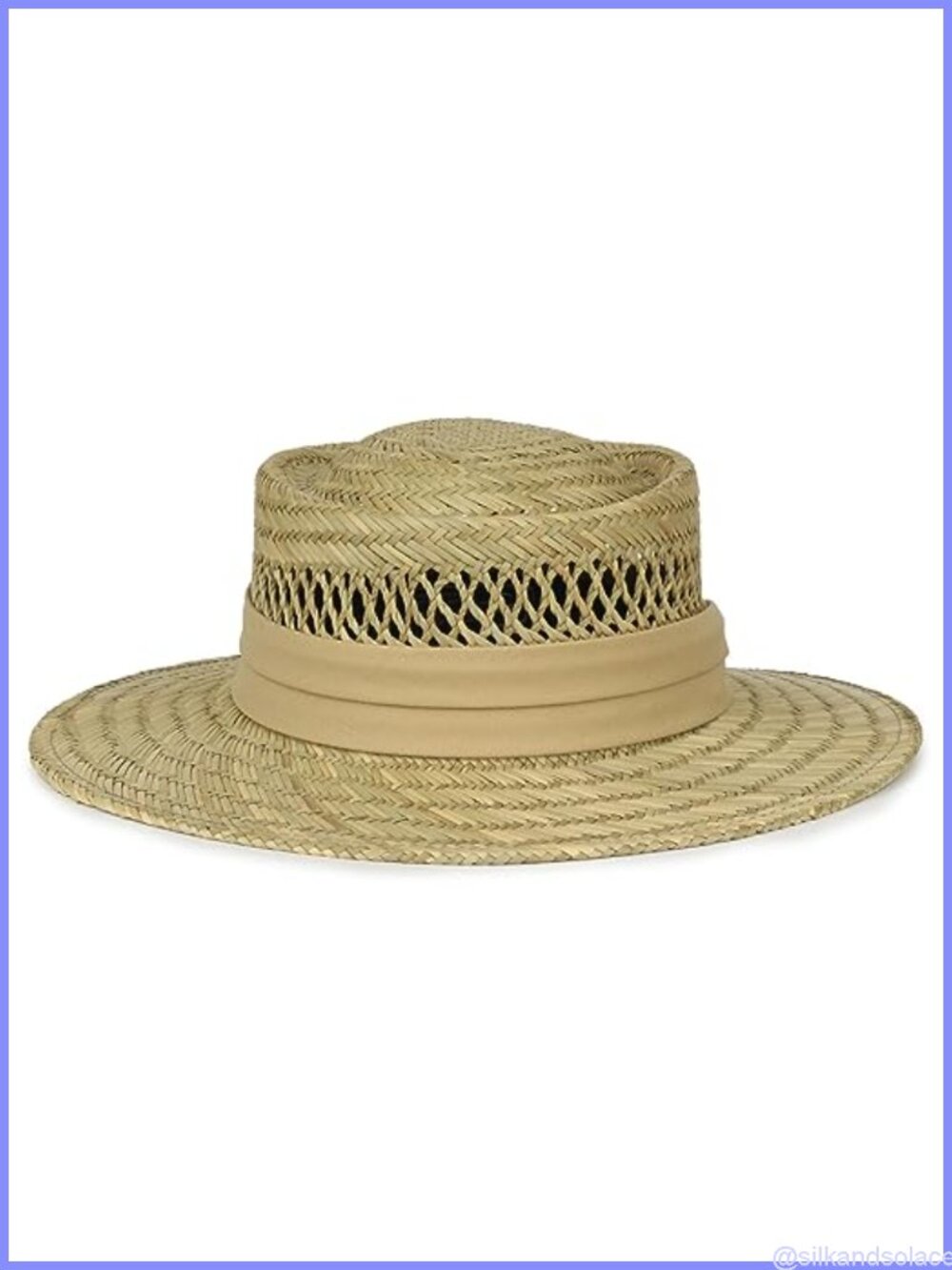 Wide Brim Straw Sun Hat Vented Gambler Style One Size Fits Most